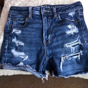 Blue Jean Shorts with Distressed Design